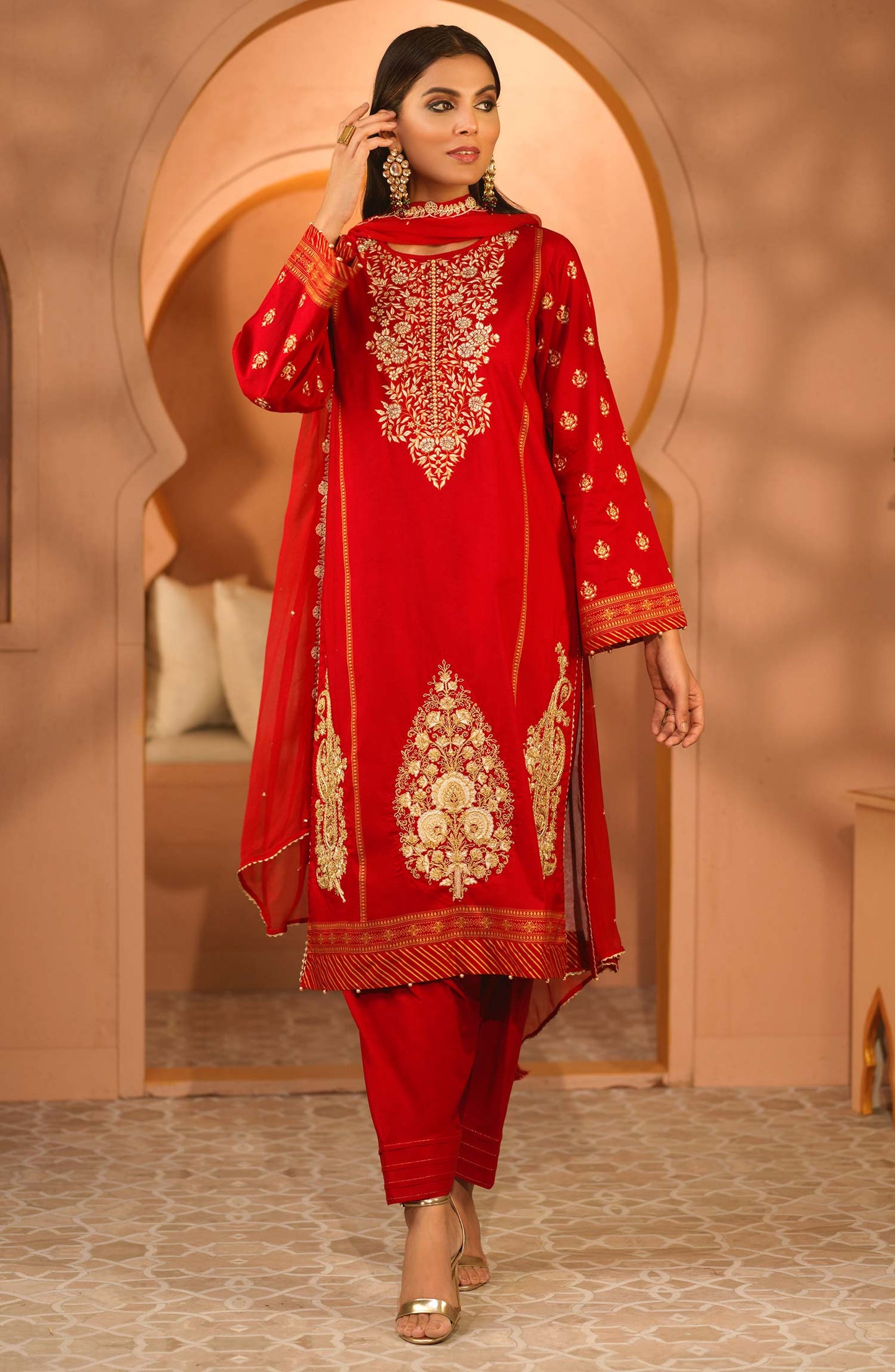 Unstitched 3 Piece Festive Embroidered Suit