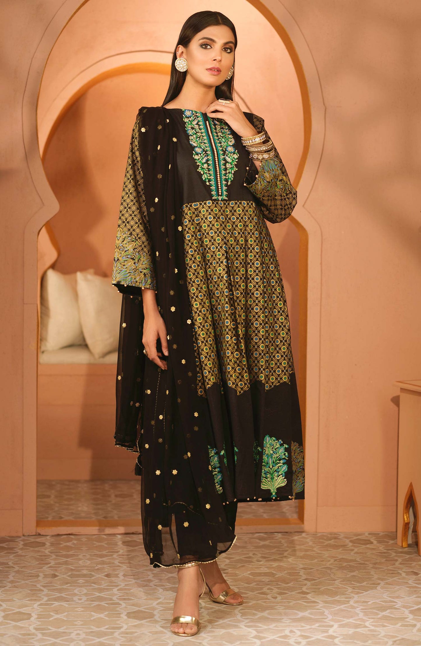 Unstitched 3 Piece Festive Embroidered Suit