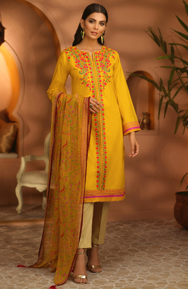 Unstitched 3 Piece Embroidered Lawn Suit