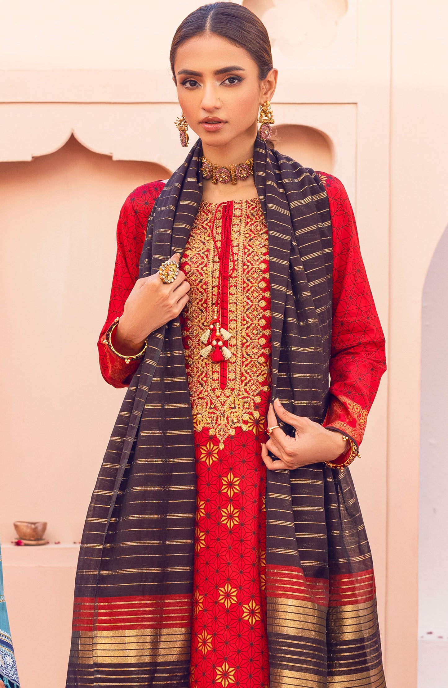 Unstitched 3 Piece Embroidered Lawn Shirt , Cambric Pant and Fancy Dupatta