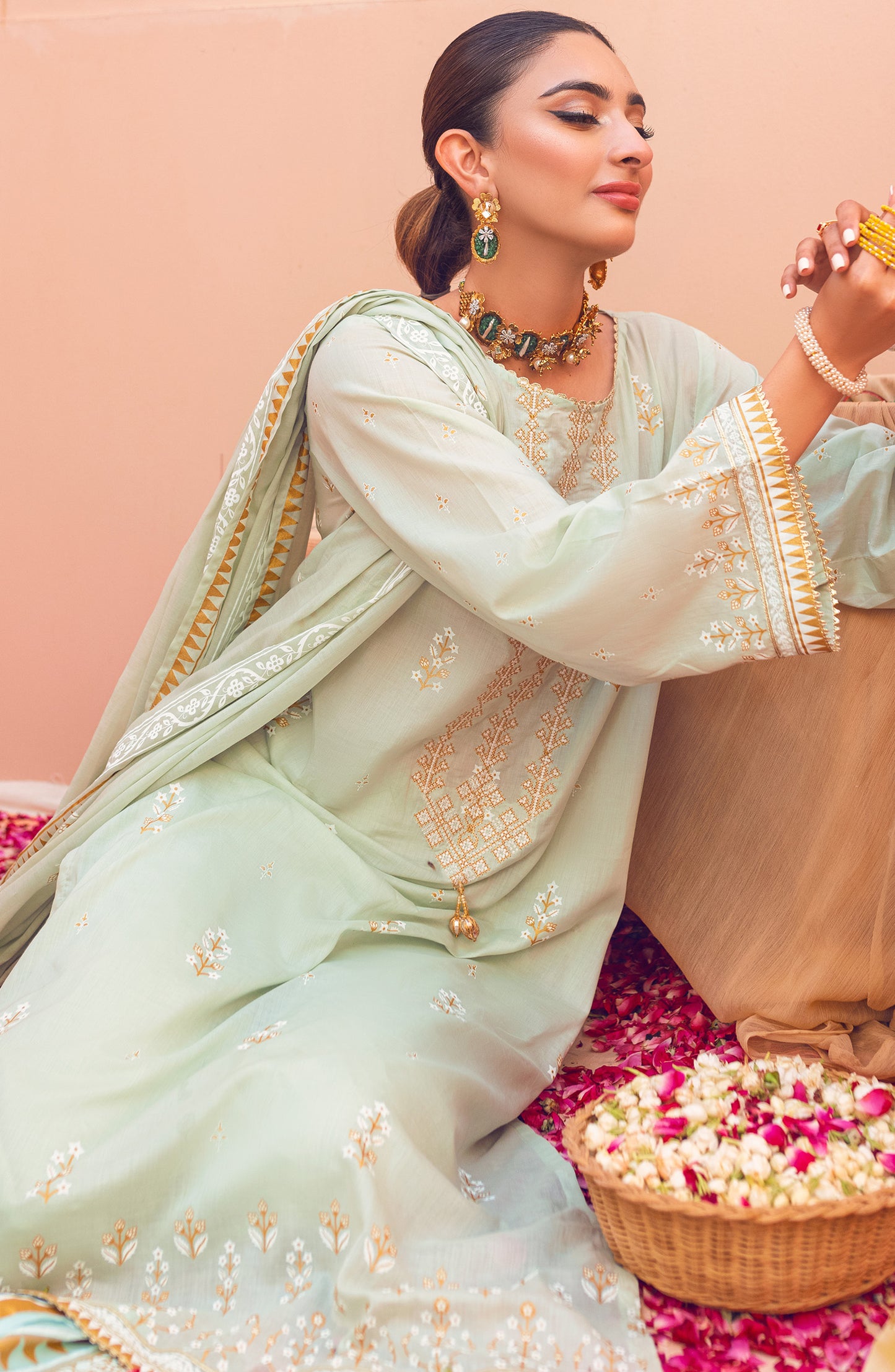 Unstitched 3 Piece Embroidered Lawn Shirt , Cambric Pant and Lawn Dupatta