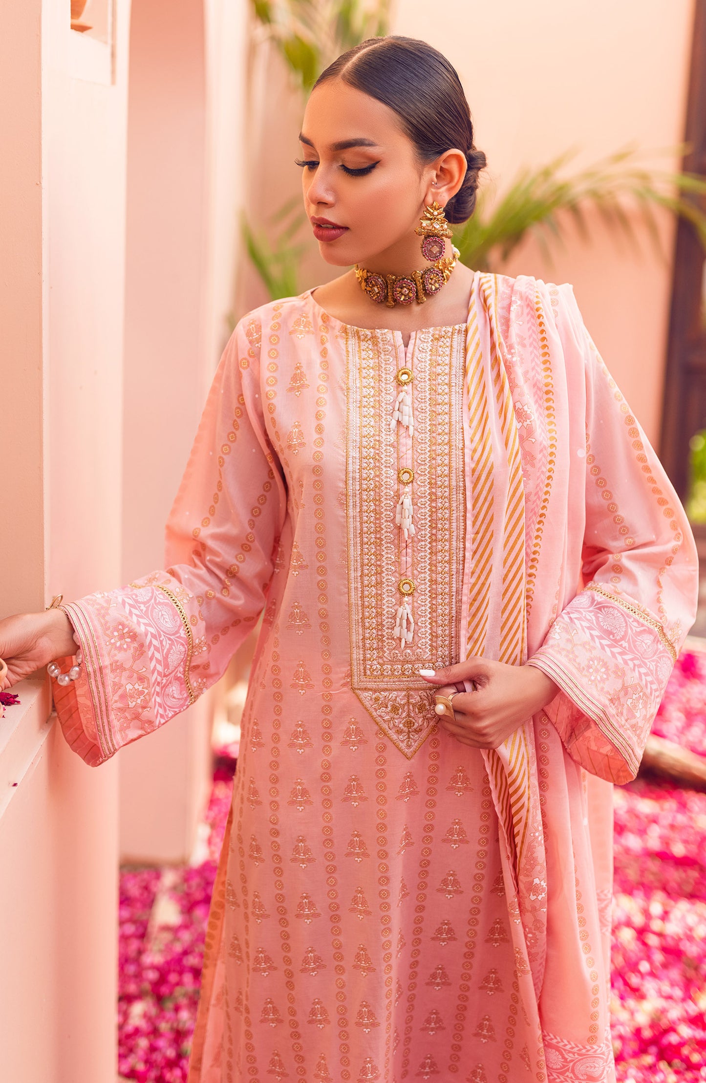 Unstitched 3 Piece Embroidered Lawn Shirt , Cambric Pant and Lawn Dupatta