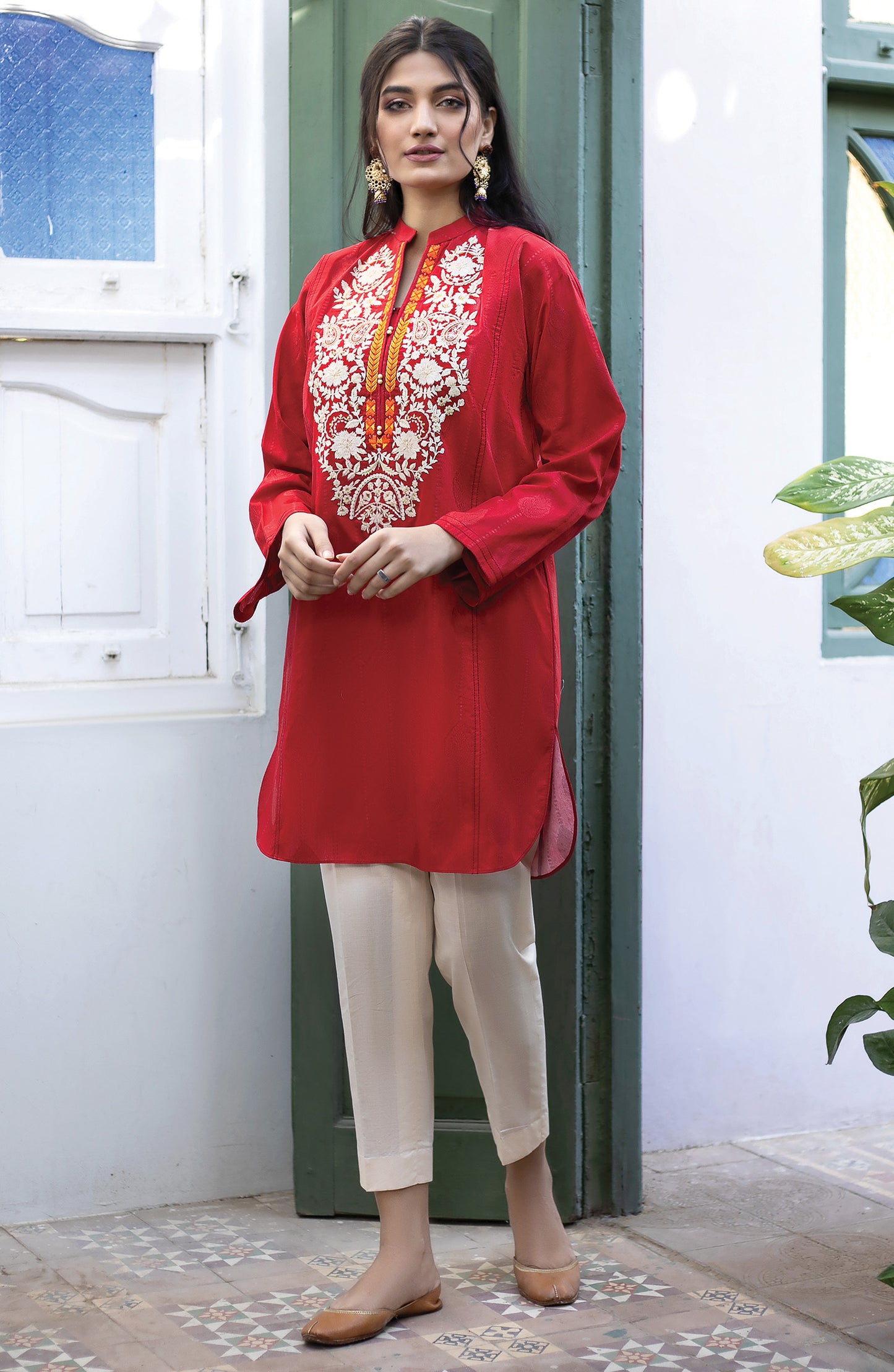 Stitched 1 Piece Embroidered Jacquard Shirt