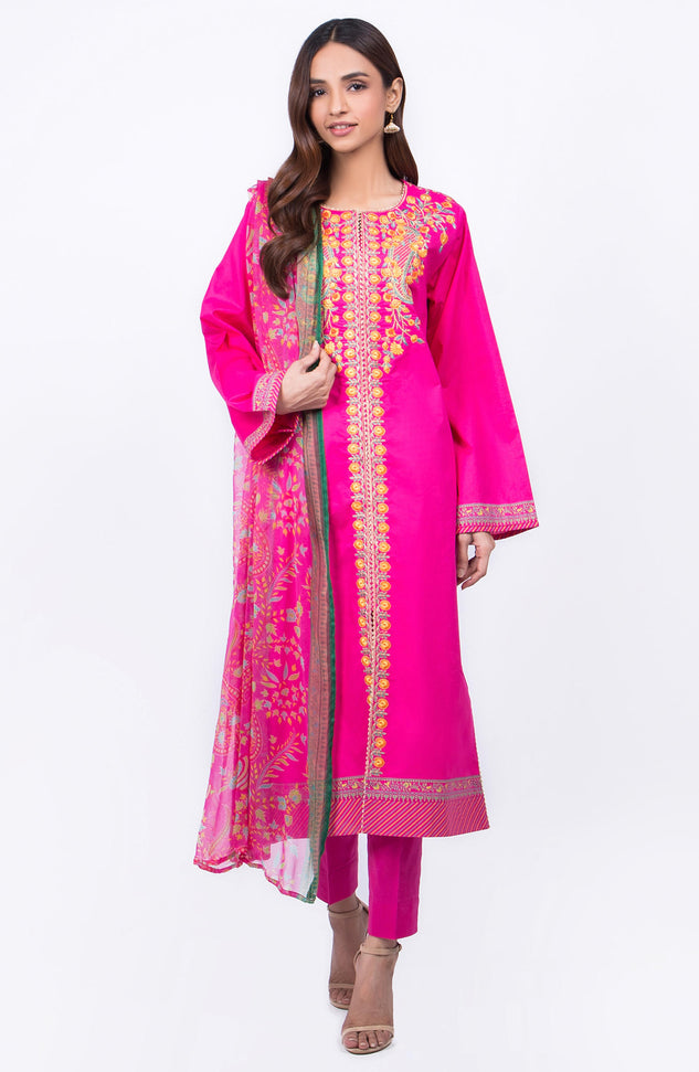 Unstitched 3 Piece Embroidered Lawn Suit