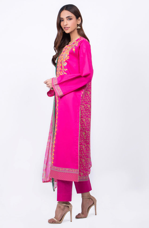 Unstitched 3 Piece Embroidered Lawn Suit
