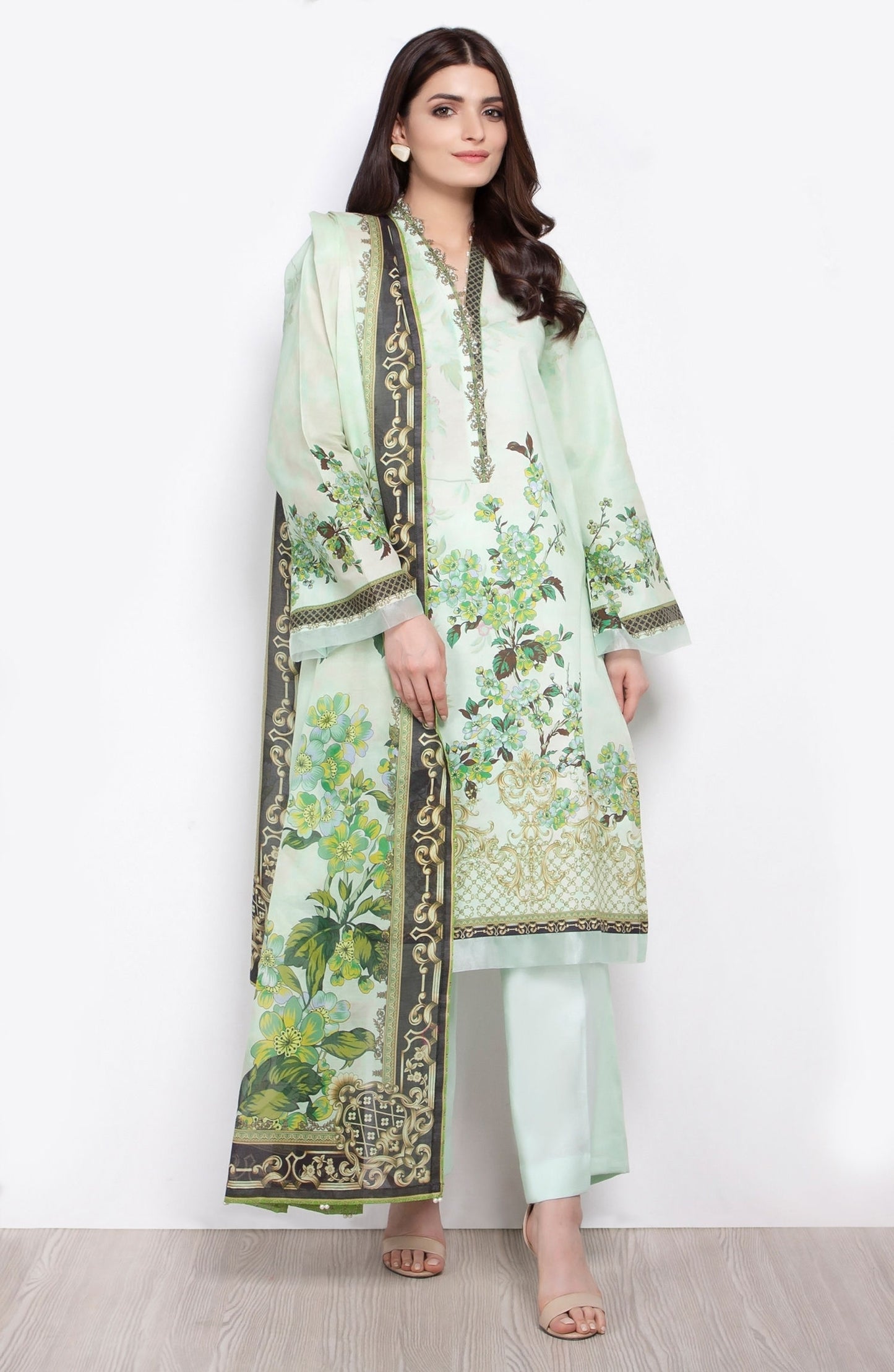 Unstitched 3 Piece Printed Lawn Suit