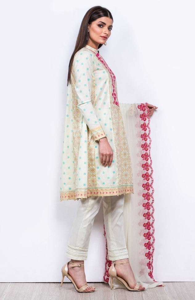 Unstitched 3 Piece Embroidered Lawn Suit