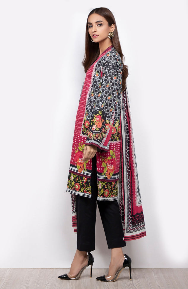 Unstitched 3 Piece Printed Suit