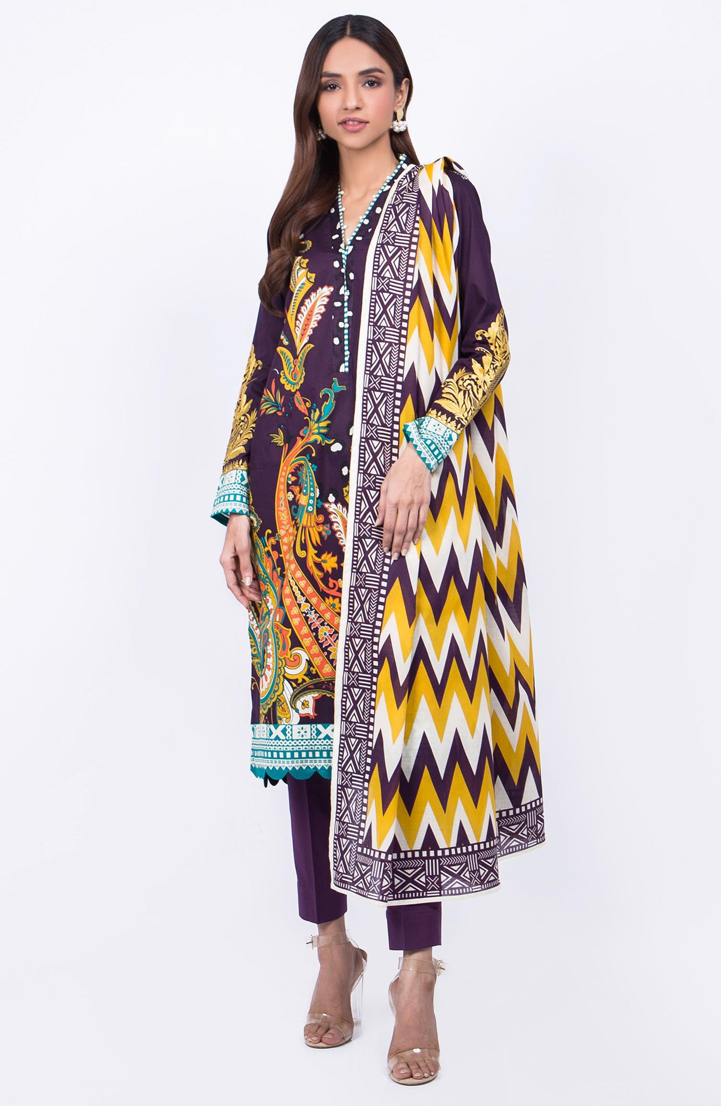 Unstitched 3 Piece Embroidered Lawn Suit