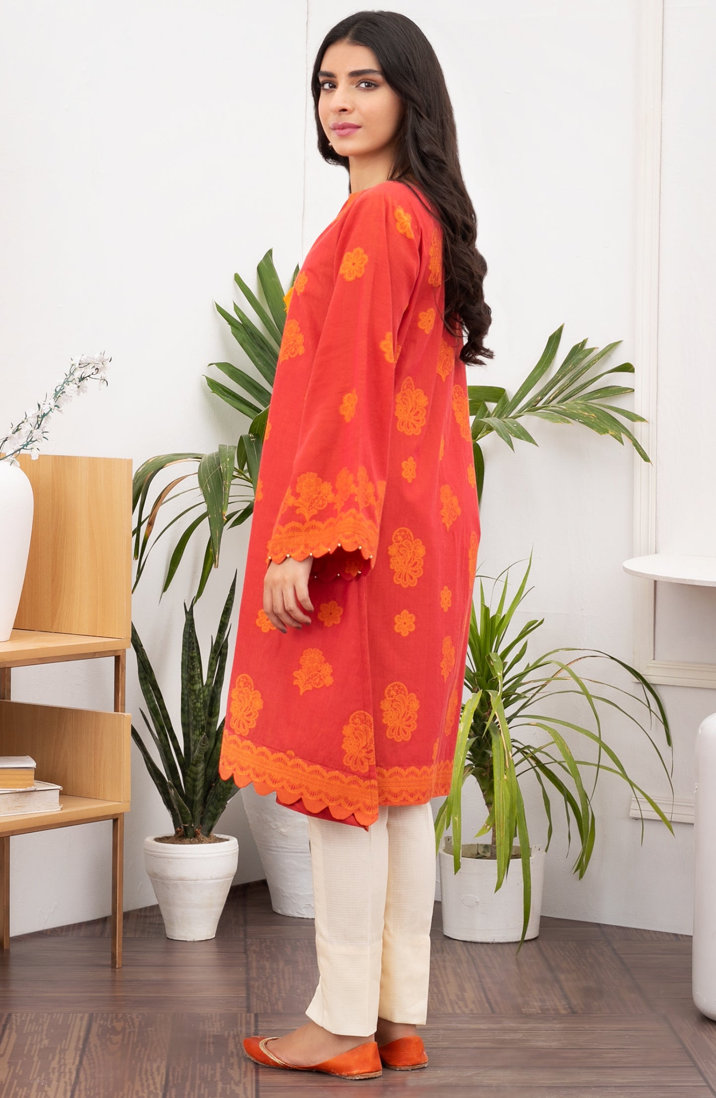 HCS-22-064/U RED JACQUARD SCSHIRT UNSTITCHED SHIRT
